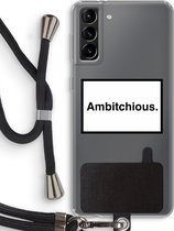 Case Company® - Samsung Galaxy S21 Plus hoesje met Koord - Ambitchious - Telefoonhoesje met Zwart Koord - Bescherming aan alle Kanten en Over de Schermrand