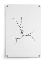 Walljar - Touching Lips - Muurdecoratie - Plexiglas schilderij