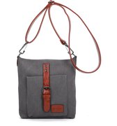 Crossbodytas canvas Ines Delaure grijs