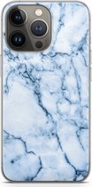 Case Company® - iPhone 13 Pro hoesje - Blauw marmer - Soft Cover Telefoonhoesje - Bescherming aan alle Kanten en Schermrand