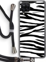 Case Company® - Samsung Galaxy A12 hoesje met Koord - Zebra pattern - Telefoonhoesje met Zwart Koord - Bescherming aan alle Kanten en Over de Schermrand