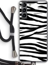 Case Company® - Samsung Galaxy S21 hoesje met Koord - Zebra pattern - Telefoonhoesje met Zwart Koord - Bescherming aan alle Kanten en Over de Schermrand