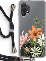 Case Company® - Samsung Galaxy A32 5G hoesje met Koord - Floral bouquet - Telefoonhoesje met Zwart Koord - Bescherming aan alle Kanten en Over de Schermrand