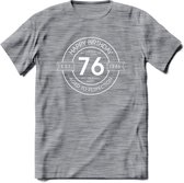 76th Happy Birthday T-shirt | Vintage 1946 Aged to Perfection | 76 jaar verjaardag cadeau | Grappig feest shirt Heren – Dames – Unisex kleding | - Donker Grijs - Gemaleerd - XXL