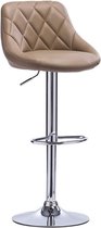 Kamyra® Industriële Lederen Barkruk - Barstoelen met Rugleuning - Verstelbare Zithoogte 60 - 82 cm – Kaki 38 x 35 cm