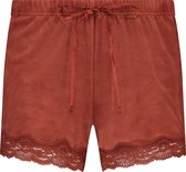 Hunkemöller Dames Nachtmode Shorts Velours Lace - Bruin - maat S