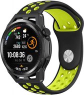 Siliconen Smartwatch bandje - Geschikt voor Strap-it Huawei Watch GT Runner sport band - zwart/geel - GT Runner - 22mm - Strap-it Horlogeband / Polsband / Armband