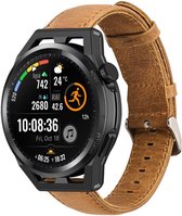 Leer Smartwatch bandje - Geschikt voor Strap-it Huawei Watch GT Runner leren band - bruin - GT Runner - 22mm - Strap-it Horlogeband / Polsband / Armband