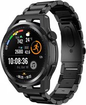 Stalen Smartwatch bandje - Geschikt voor Strap-it Huawei Watch GT Runner stalen band - zwart - GT Runner - 22mm - Strap-it Horlogeband / Polsband / Armband