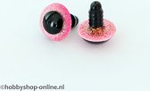 Veiligheidsogen sparkle 12 mm roze 1 paar