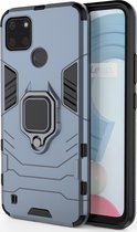 Realme C21Y Hoesje - Mobigear - Armor Ring Serie - Hard Kunststof Backcover - Blauw - Hoesje Geschikt Voor Realme C21Y