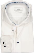 Profuomo slim fit overhemd - tricot - wit - Strijkvriendelijk - Boordmaat: 41