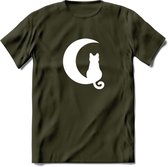 Nacht Wacht - Katten T-Shirt Kleding Cadeau | Dames - Heren - Unisex | Kat / Dieren shirt | Grappig Verjaardag kado | Tshirt Met Print | - Leger Groen - L