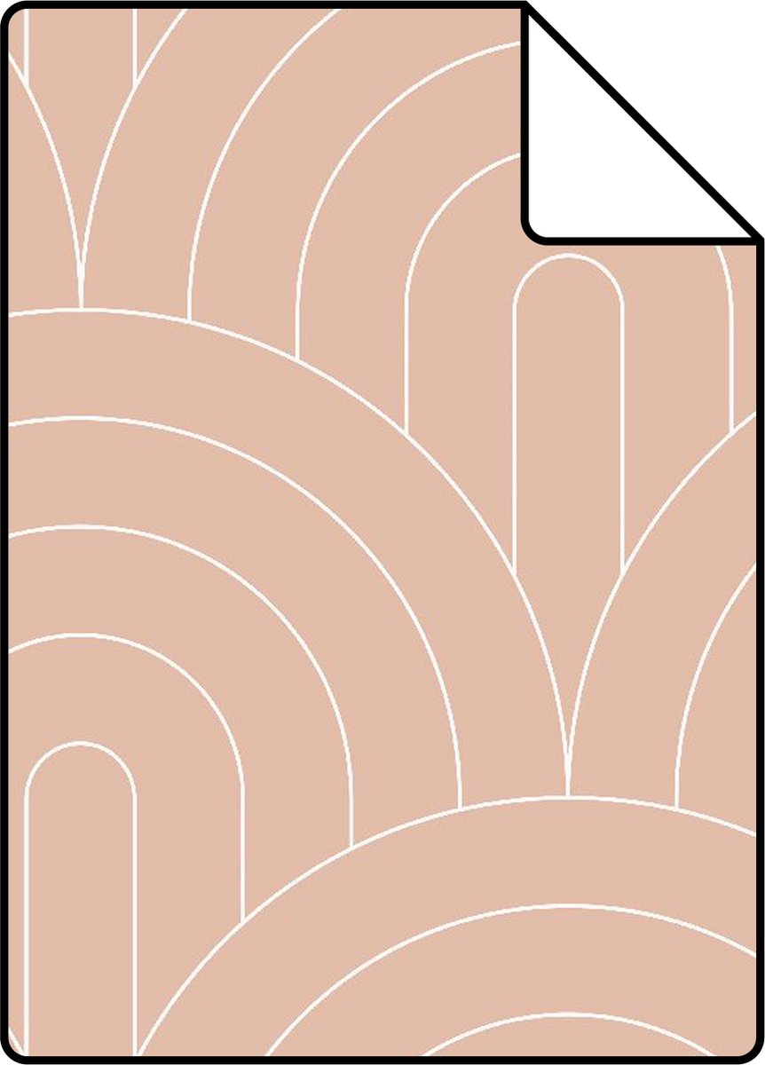 Proefstaal ESTAhome behang art deco motief perzik roze - 139218 - 26,5 x 21 cm
