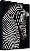 Akoestische panelen - Geluidsisolatie - Akoestische wandpanelen - Akoestisch schilderij AcousticPro® -  paneel met zebra op zwarte achtergrond - design 210 - Basic - 120X170 - Wit-