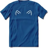 Kattenoortjes - Katten T-Shirt Kleding Cadeau | Dames - Heren - Unisex | Kat / Dieren shirt | Grappig Verjaardag kado | Tshirt Met Print | - Donker Blauw - L