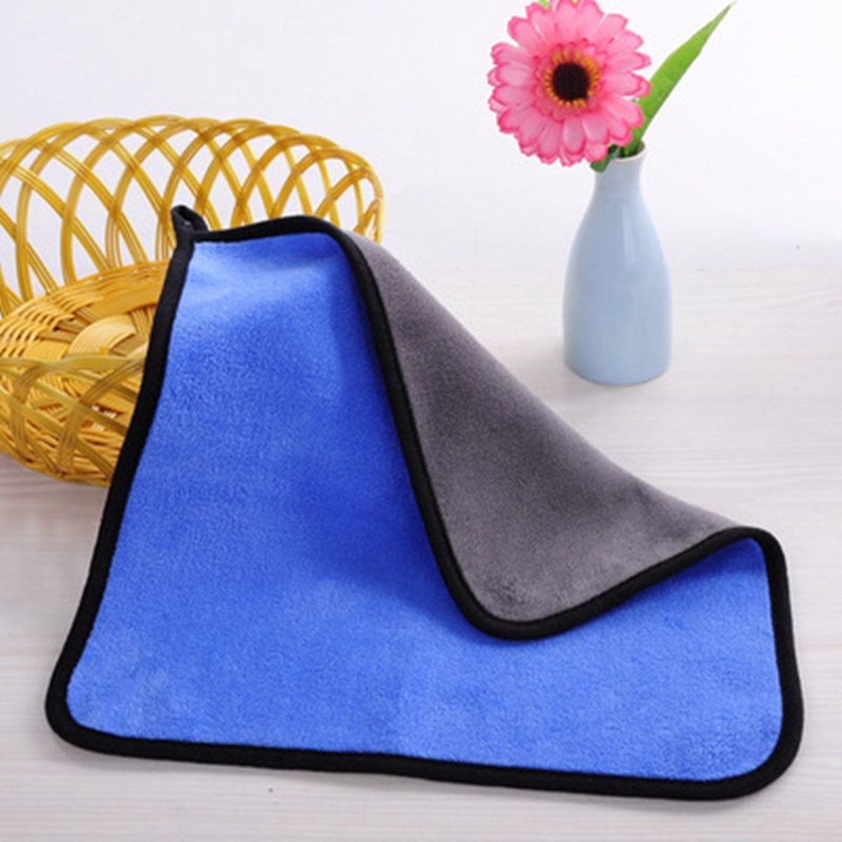 Microvezel poetsdoek - Microvezel autodoek - 5stuks - 40/40cm - Blauw/grijs - Auto schoonmaken - Microvezel - Auto poetsdoek