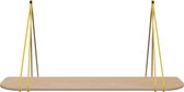 Leren split-plankdragers - Handles and more® - 100% leer - GEEL - set van 2 / excl. plank (leren plankdragers - plankdragers banden - leren plank banden)