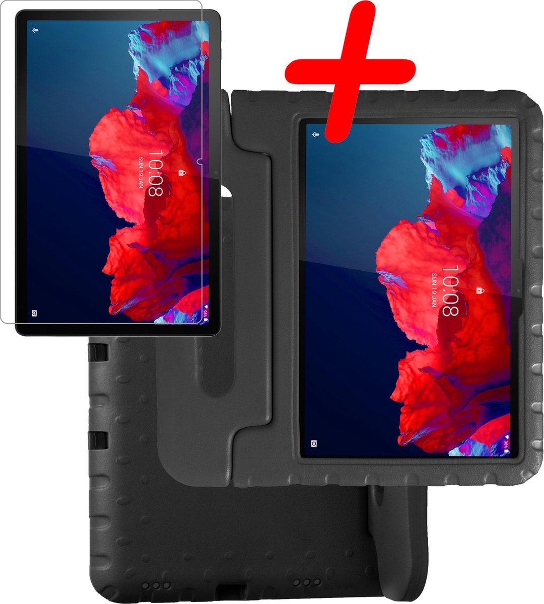 Hoesje Geschikt voor Lenovo Tab P11 Hoesje Kinder Hoes Shockproof Cover Met Screenprotector - Kindvriendelijke Hoesje Geschikt voor Lenovo Tab P11 Hoes Kids Case - Zwart