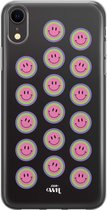 xoxo Wildhearts case voor iPhone XR - Smiley Double Pink - xoxo Wildhearts Transparant Case