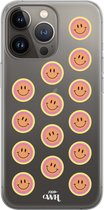 xoxo Wildhearts case voor iPhone 13 Pro Max - Smiley Double Orange - xoxo Wildhearts Transparant Case