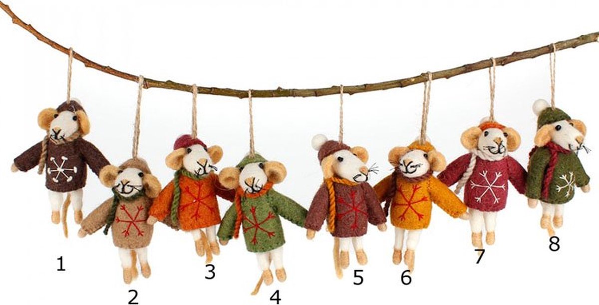 Vilten hanger muis aardetinten 11cm - NR 8 Vilten hanger muis aardetinten 11cm - NR 8
