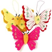 Vilten hangers vlinder 3 stuks 11x8cm