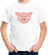 Cartoon varken t-shirt wit voor jongens en meisjes - Kinderkleding / dieren t-shirts kinderen 158/164