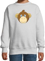 Cartoon aap trui grijs voor jongens en meisjes - Kinderkleding / dieren sweaters kinderen 110/116