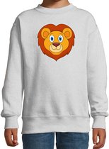 Cartoon leeuw trui grijs voor jongens en meisjes - Kinderkleding / dieren sweaters kinderen 98/104