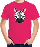 Cartoon zebra t-shirt roze voor jongens en meisjes - Kinderkleding / dieren t-shirts kinderen 146/152