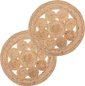 Set van 6x stuks ronde placemats jute naturel - 38 cm - Onderleggers