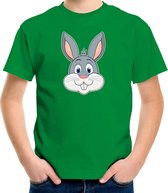 Cartoon konijn t-shirt groen voor jongens en meisjes - Kinderkleding / dieren t-shirts kinderen 110/116