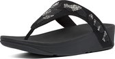 FitFlop Lottie patchwork toe-thongs microfibre ZWART - Maat 38