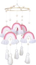 Baby mobiel - Regenboog - Roze/Wit - Kinderkamer - Wieg accessoire - Babykamer - Kraam cadeau