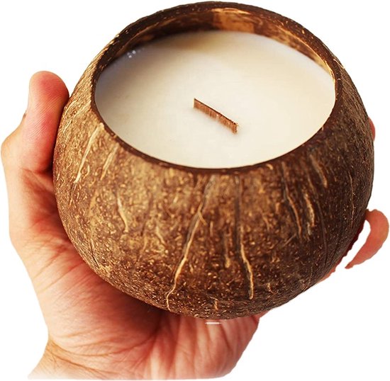 MLMW - Kokosnoot kaars set van 2 - Coconut candles set of 2 - 2x 400g - Handgemaakt - Uniek - Duurzaam - 100% Natuurlijk  - kadotip.