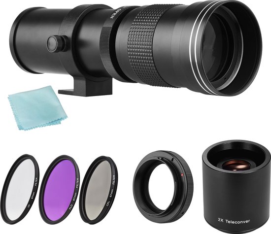 Andoer 420-800mm/1600mm F8.3-16 super telelens zoomlens voor Nikon F-mount  camera | bol.com