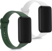 kwmobile 2x horlogebandjes geschikt voor Xiaomi Redmi Smart Band Pro bandje - Smartwatch bandjes van TPU - Activity tracker horloge band in mat wit / donkergroen