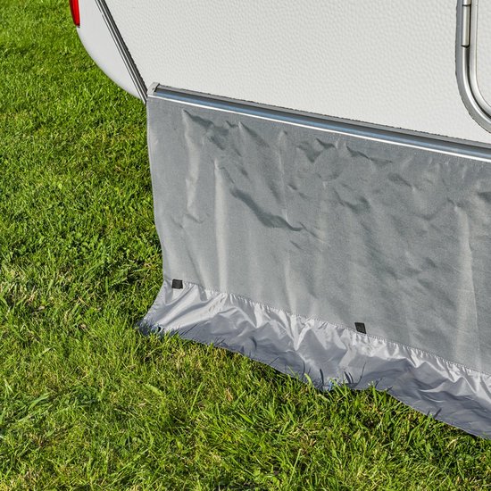 Campout Tochtstrook met Opbergvakken - 50 x 410-800 cm - Tochtstopper - Tochtstrip - Extra Comfort en Opbergruimte - Voor Caravans en campers 4 - 8 m - Tot 50 cm hoogte - 2 opbergvakken - Incl. tentharingen & Opbergtas van Campout — afbeelding 3