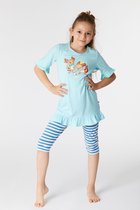 Woody pyjama meisjes/dames - hemelblauw - axolotl vis - 221-1-TUN-S/822 - maat 98