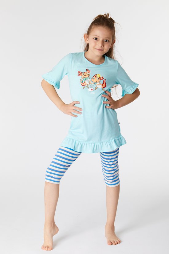 Pyjama Woody fille/femme - bleu ciel - poisson axolotl - 221-1-TUN- S/822 - taille 98