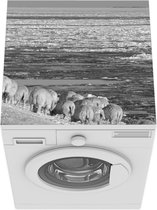 Wasmachine beschermer mat - Waddenzee - Winter - Zwart - Wit - Breedte 60 cm x hoogte 60 cm