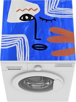 Wasmachine beschermer - Wasmachine mat - Portret - Blauw - Abstract - 60x60 cm - Droger beschermer