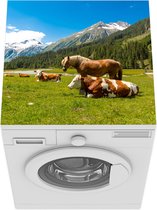 Wasmachine beschermer mat - Koeien - Paarden - Alpen - Breedte 60 cm x hoogte 60 cm