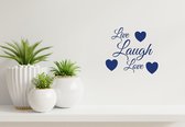 Stickerheld - Muursticker "Live Laugh Love" Quote - Woonkamer - Decoratie - Engelse Teksten - Mat Donkerblauw - 27.5x30.8cm