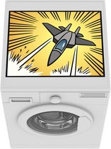 Wasmachine beschermer mat - Kinderillustratie van een aanvallend vliegtuig - Breedte 55 cm x hoogte 45 cm