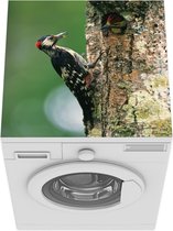 Wasmachine beschermer mat - Een grote bonte spechten bij zijn nest in Japan - Breedte 60 cm x hoogte 60 cm