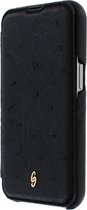 iPhone 13 Pro Bookcase hoesje - Graffi - Effen Zwart - Exotisch Leer