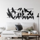 Wanddecoratie | Birds on Branch decor | Metal - Wall Art | Muurdecoratie | Woonkamer |Zwart| 75x35cm