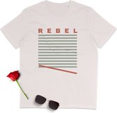 T Shirt Dames - T Shirt Heren - Unisex - Rebel - Korte Mouw - Wit - Maat L